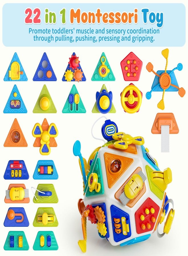 GIGILLI 22-in-1 Baby Busy Board Activity Cube Toys, Montessori Toy for 1 Year Old Toddlers, Educational Learning Sensory Travel Toys for Infant 6-12 12-18 Months, 1st Baby Valentines Day Gifts for Boys Girls - Image 3